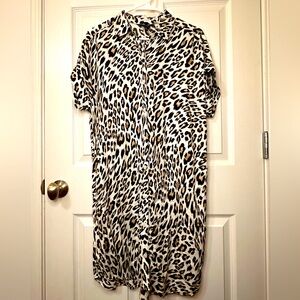 The Limited Leopard Print Button-Up Dress lightweight